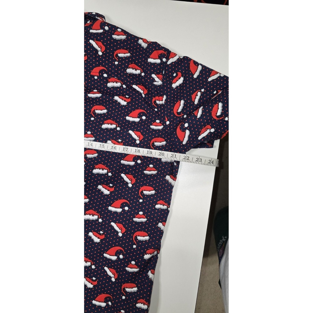 Free Planet Men's Christmas Shirt Large‎ Navy Santa Hat Button Down 100% Cotton - Picture 6 of 11
